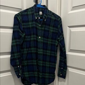 GAP Blue and Green blackwatch Plaid Flannel Button-Down Shirt